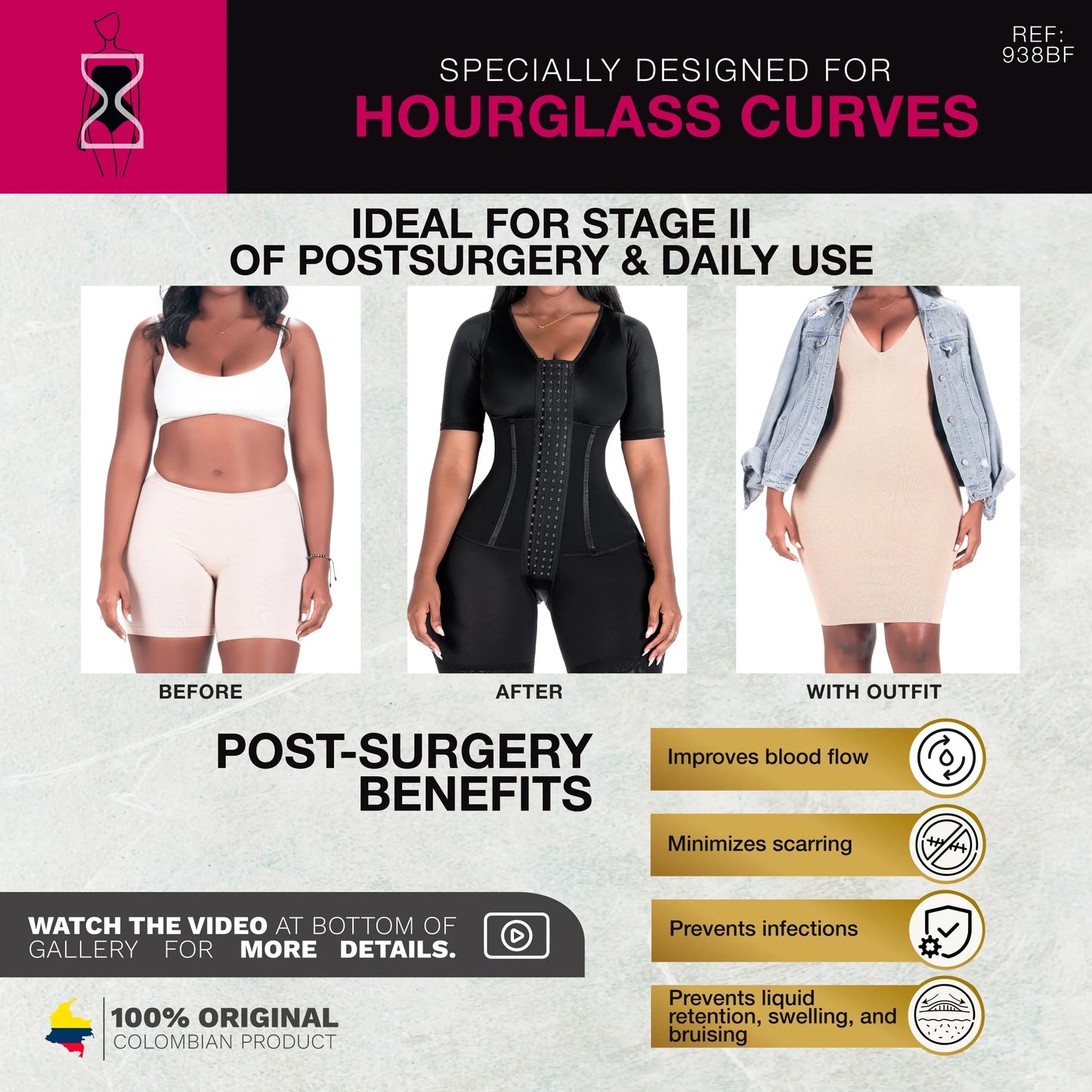 Fajas Colombianas Post Surgery BBL Mid Thigh Shapewear for Women | 938BF