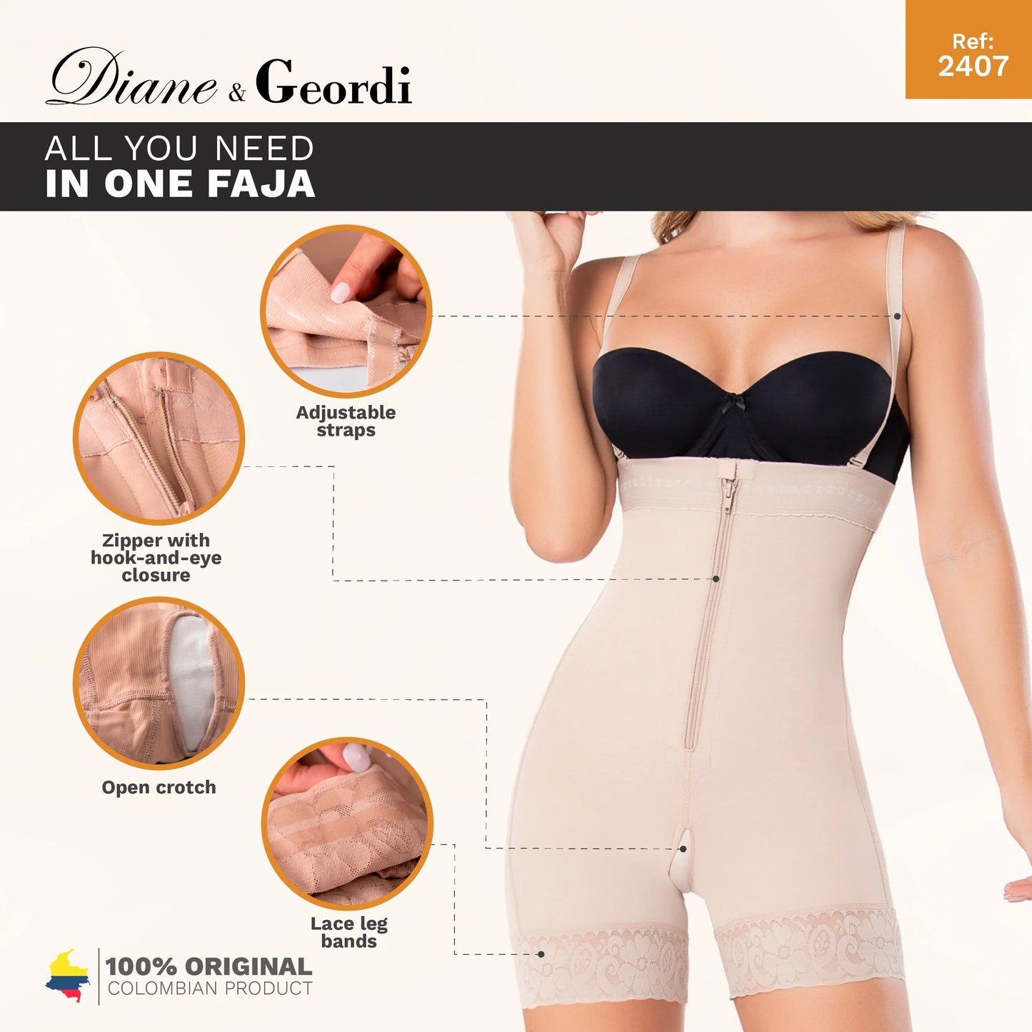 Colombian Fajas Everyday Use Mid-Thigh Shapewear For Women | 002407