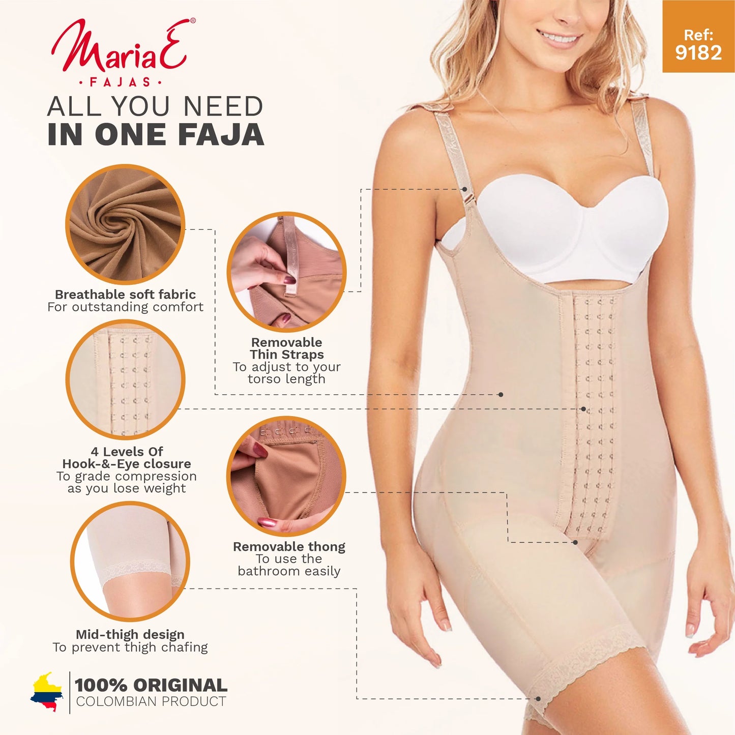 Colombian Fajas Post-Surgery BBL And Liposuction Shapewear With High Compression | 9182