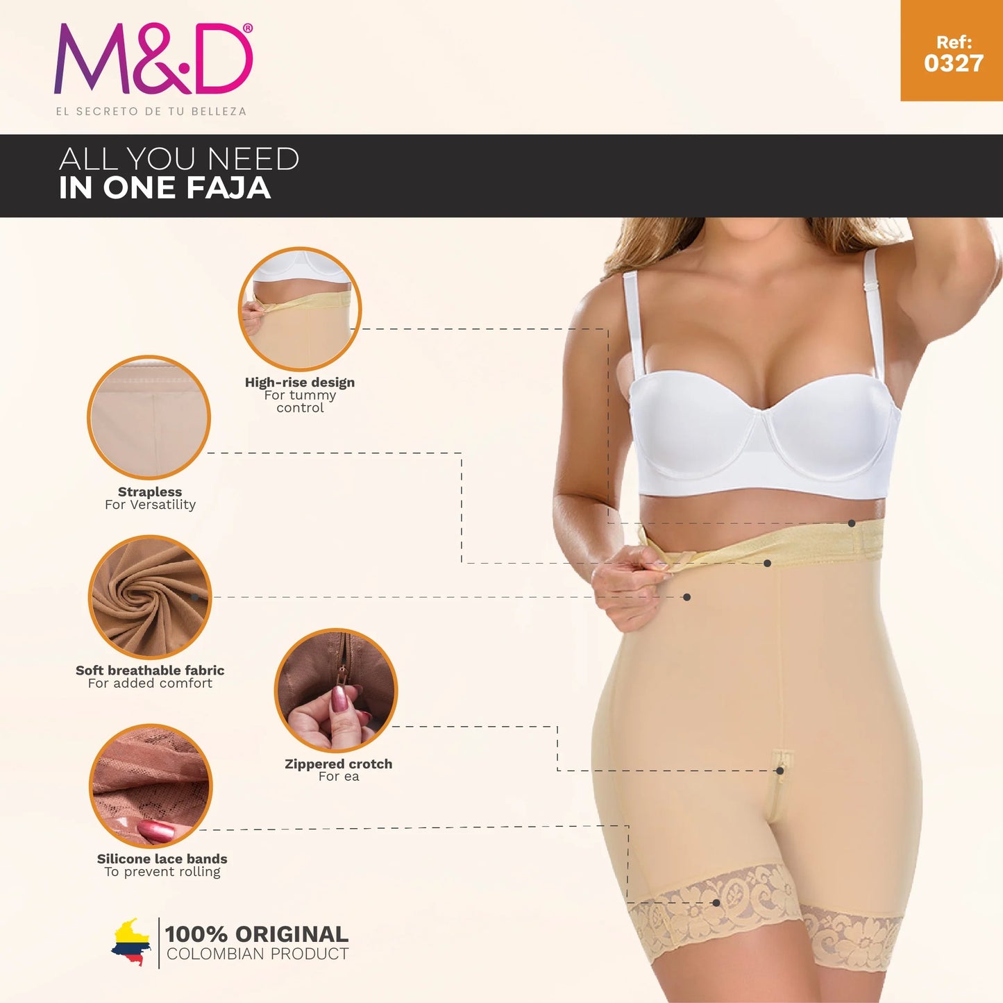 Colombian Fajas Daily Use Best Everyday Shapewear with Zippered Crotch | 0327