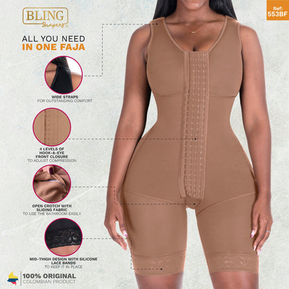 Hourglass Colombian Shapewear with Bra faja | Bling Shapers 553BF | Extreme Compression