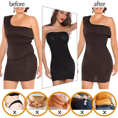 Women Shapewear Strapless Full Slips for Under Dresses Tummy Control Slips Slimming Skirts Full Body Shaper Seamless Underwear