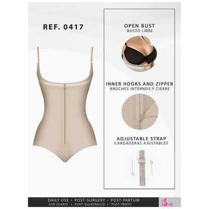 Colombian Fajas Salome 0417| WOMEN'S OPEN BUST TUMMY CONTROL BUTT LIFTER SHAPEWEAR| HIPSTER DAILY USE BODY SHAPER | POWERNET