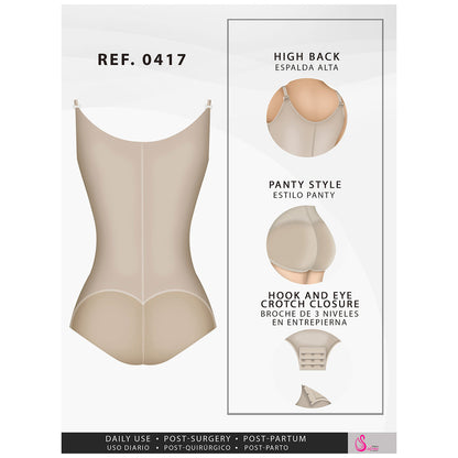 Colombian Fajas Salome 0417| WOMEN'S OPEN BUST TUMMY CONTROL BUTT LIFTER SHAPEWEAR| HIPSTER DAILY USE BODY SHAPER | POWERNET