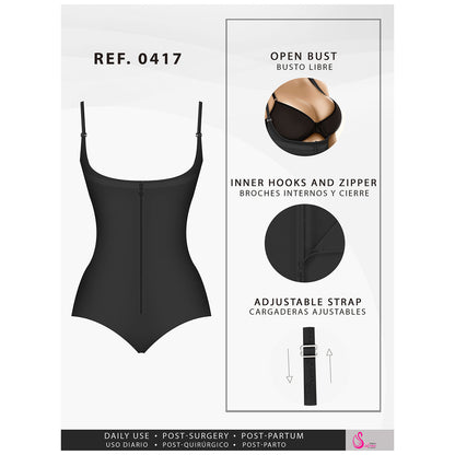 Colombian Fajas Salome 0417| WOMEN'S OPEN BUST TUMMY CONTROL BUTT LIFTER SHAPEWEAR| HIPSTER DAILY USE BODY SHAPER | POWERNET