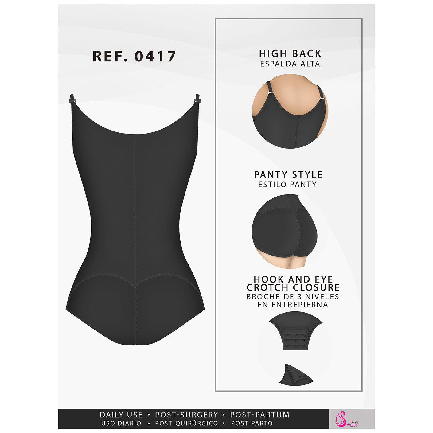 Colombian Fajas Salome 0417| WOMEN'S OPEN BUST TUMMY CONTROL BUTT LIFTER SHAPEWEAR| HIPSTER DAILY USE BODY SHAPER | POWERNET