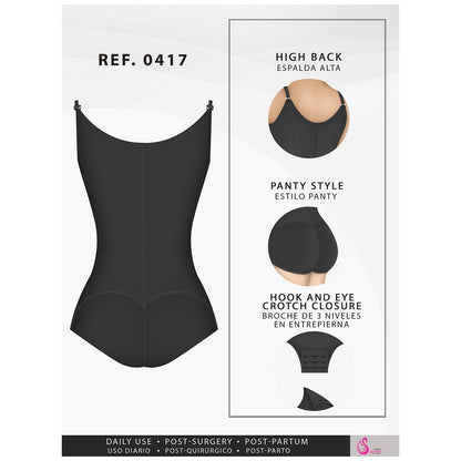 Colombian Fajas Salome 0417| WOMEN'S OPEN BUST TUMMY CONTROL BUTT LIFTER SHAPEWEAR| HIPSTER DAILY USE BODY SHAPER | POWERNET