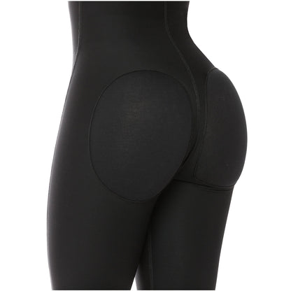 Colombian Fajas Salome 0518| STAGE 1 POST SURGERY BODYSUIT | WOMEN'S THICK STRAP KNEE LENGTH FULL BODY SHAPER | POWERNET
