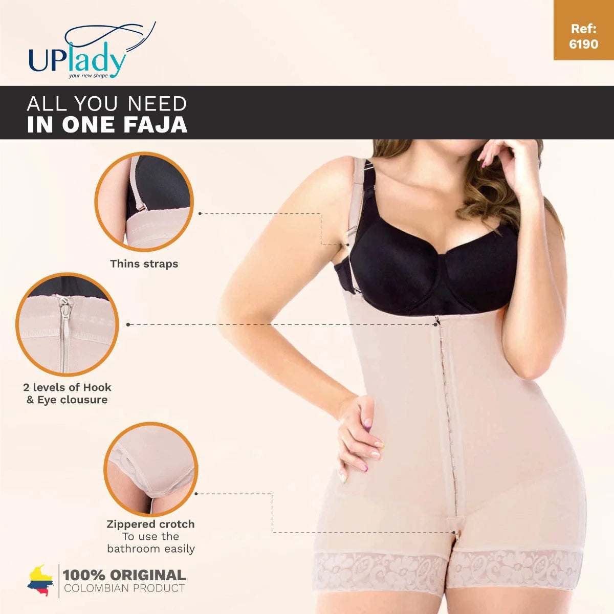 Fajas Colombianas Butt Lifting High Compression Shapewear for Curvy Queen | F-6190